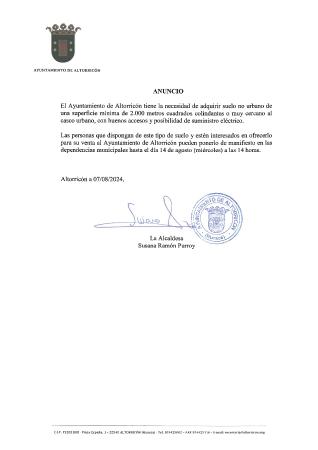 Imagen ADQUISICIÓN SUELO NO URBANO AYUNTAMIENTO DE ALTORRICÓN