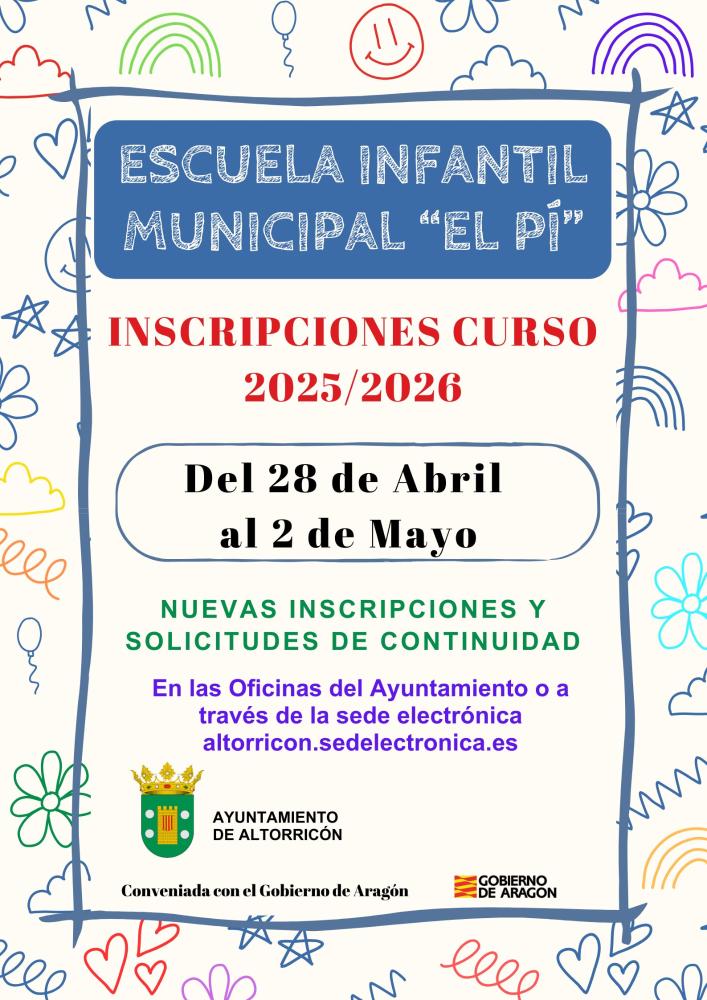 Imagen INSCRIPCIONES CURSO 2025 ESCUELA INFANTIL MUNICIPAL 