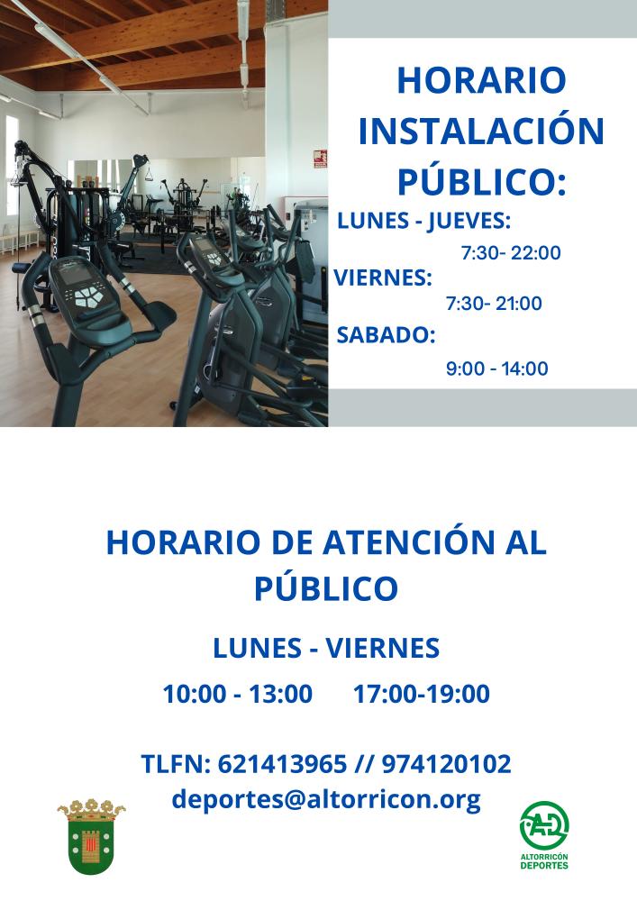 Imagen ESPACIO DEPORTIVO HORARIO DE USO Y DE ATENCIÓN AL PÚBLICO