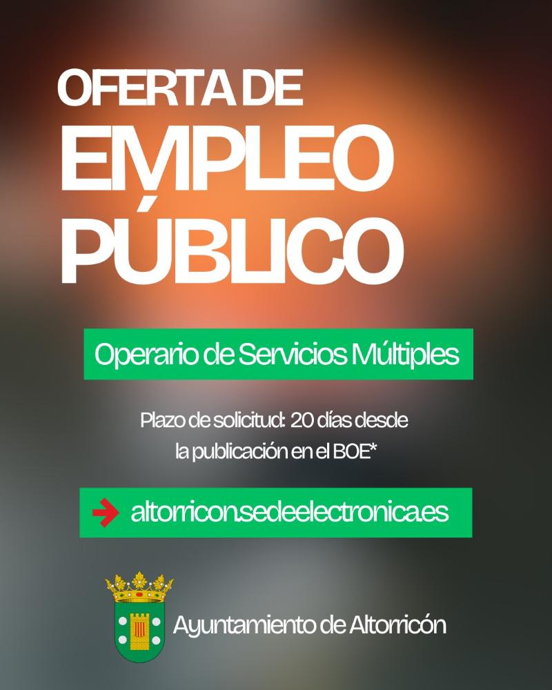 Imagen OFERTA EMPLEO PÚBLICO - OPERARIO SERVICIOS MÚLTIPLES
