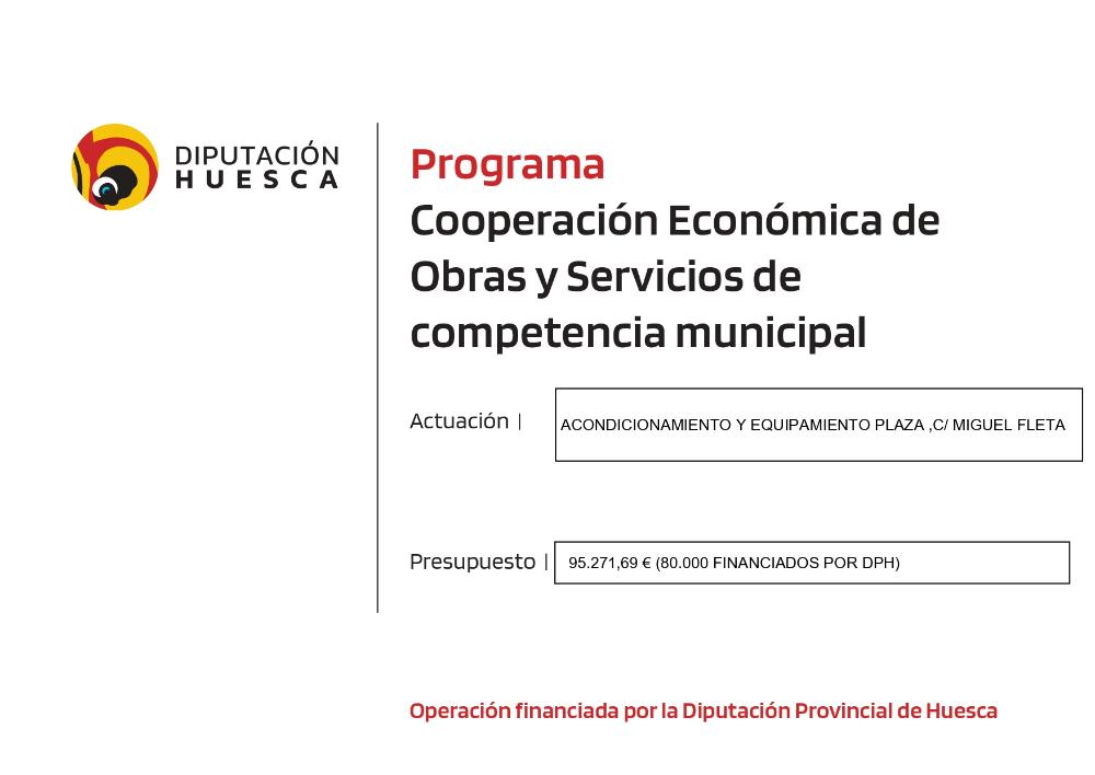 Imagen POS 2025: ACONDICIONAMIENTO Y EQUIPAMIENTO PLAZA C/ MIGUEL FLETA