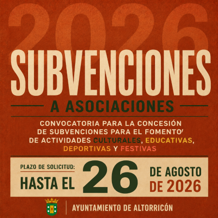 Imagen CONVOCATORIA SUBVENCIONES A ASOCIACIONES 2026