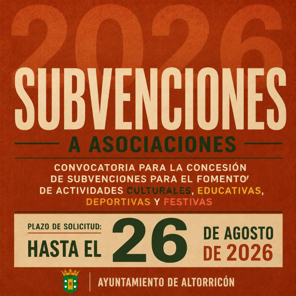 Imagen CONVOCATORIA SUBVENCIONES A ASOCIACIONES 2026