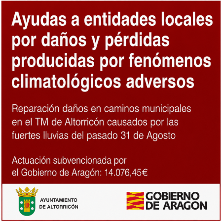 Imagen Ayudas a entidades locales por daños y pérdidas producidas por fenómenos...