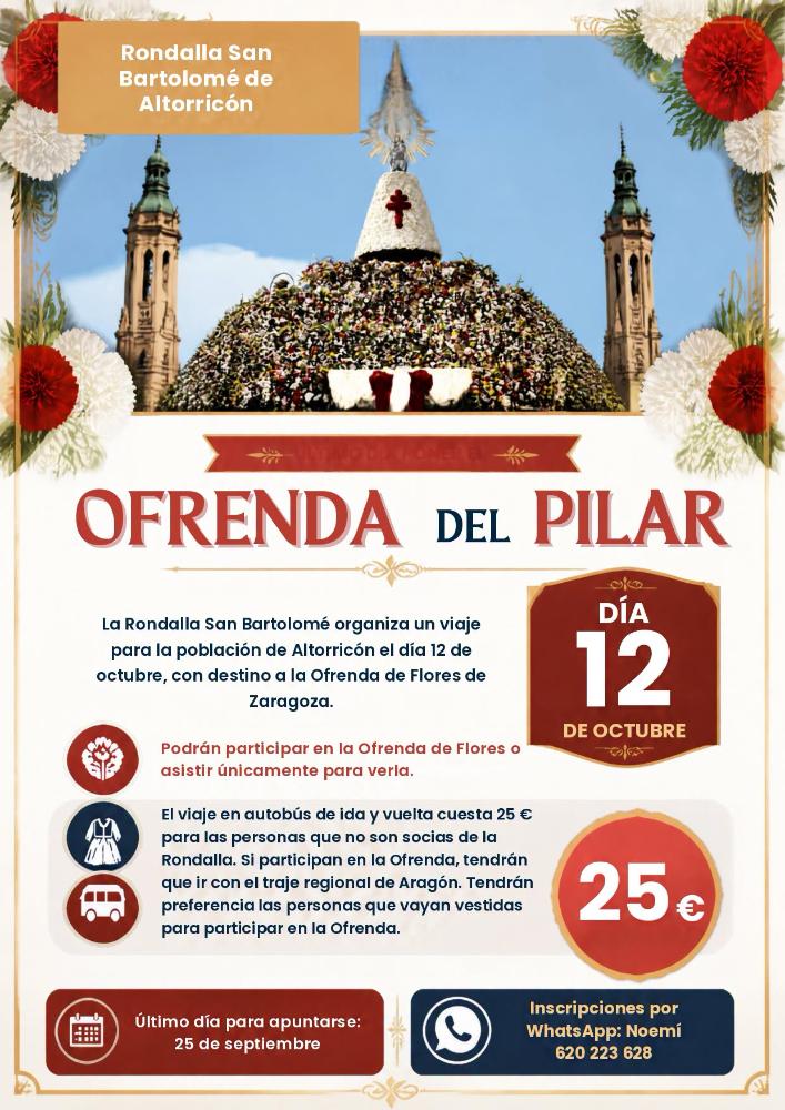 Imagen VIAJE DE LA RONDALLA SAN BARTOLOMÉ A LA OFRENDA DEL PILAR