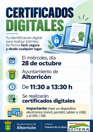 Imagen EXPEDICIÓN DE CERTIFICADOS DIGITALES EN ALTORRICÓN EL 28 DE OCTUBRE